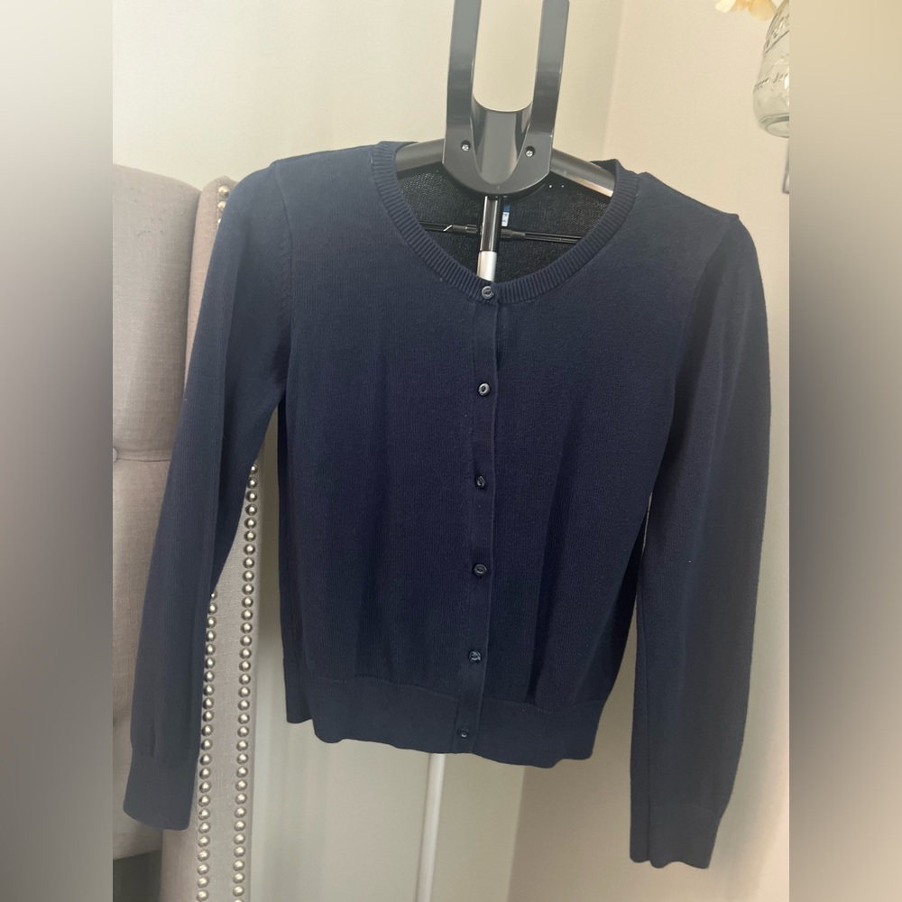 Girls Old Navy size XL (12) Cotton Button Up School Sweater NavyBlueCardiganNWOT